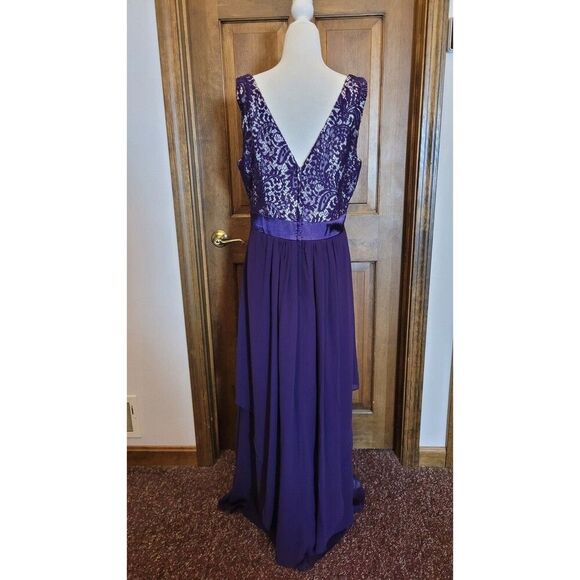 Women's Ever Pretty Dark Purple Lace Formal Long Dress Chiffon Satin Size 14 - Picture 6 of 11